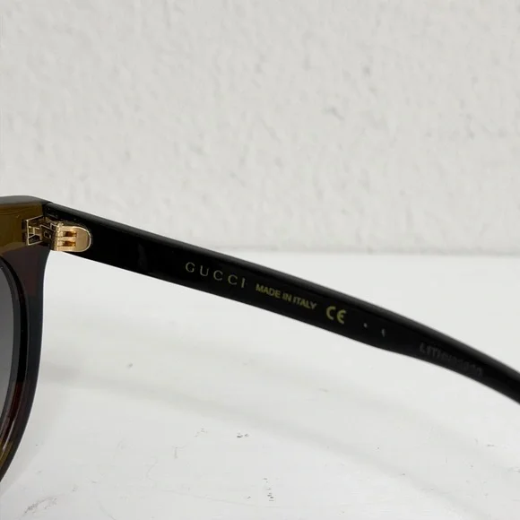 Gucci GG0179SA Havana/Black Round Cat Eye Sunglasses - Picture 7 of 8